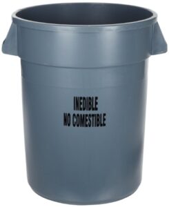 rubbermaid commercial products large brute trash can/garbage container, 32-gallon, gray, plastic bin for indoor/outdoor/garage/school/festival