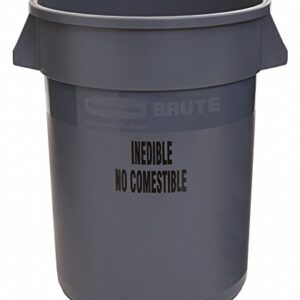 Rubbermaid Commercial Products Large Brute Trash Can/Garbage Container, 32-Gallon, Gray, Plastic Bin for Indoor/Outdoor/Garage/School/Festival