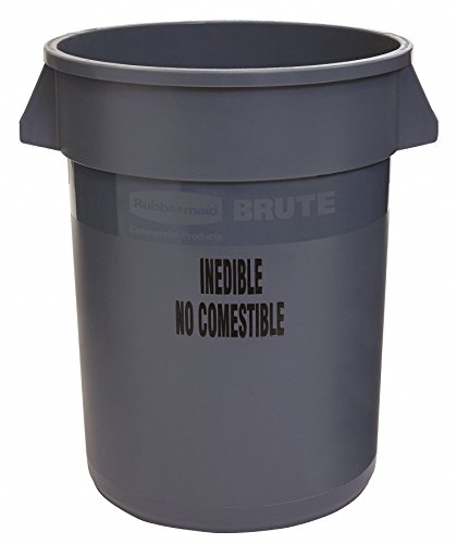 Rubbermaid Commercial Products Large Brute Trash Can/Garbage Container, 32-Gallon, Gray, Plastic Bin for Indoor/Outdoor/Garage/School/Festival