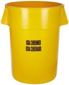 rubbermaid commercial fg263246yel brute plastic trash can without lid, 32-gallon, yellow