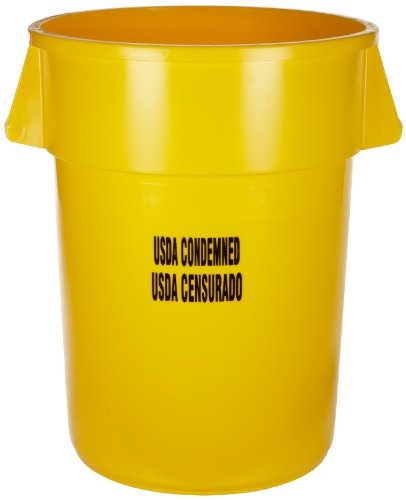 Rubbermaid Commercial FG263246YEL Brute Plastic Trash Can without Lid, 32-gallon, Yellow