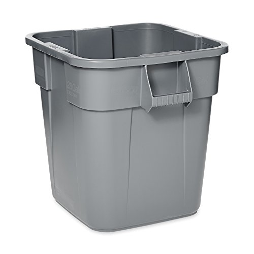 Rubbermaid Commercial Products BRUTE Square Bin Storage Container without Lid, 28-Gallon, Gray (FG352600GRAY)