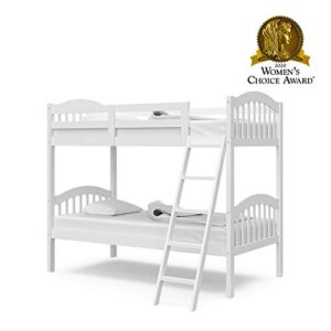 Storkcraft Long Horn Twin-Over-Twin Bunk Bed (White) - GREENGUARD Gold Certified, Converts to 2 individual twin beds