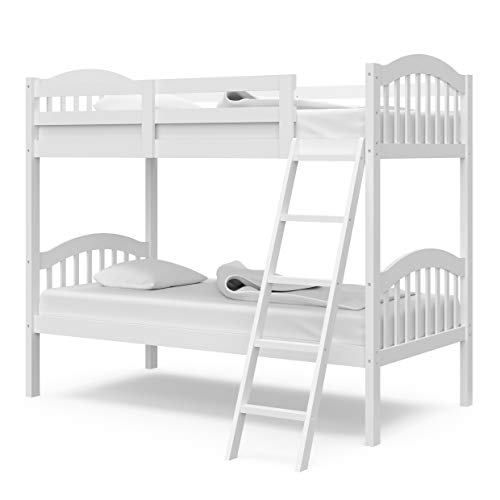 Storkcraft Long Horn Twin-Over-Twin Bunk Bed (White) - GREENGUARD Gold Certified, Converts to 2 individual twin beds