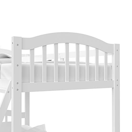 Storkcraft Long Horn Twin-Over-Twin Bunk Bed (White) - GREENGUARD Gold Certified, Converts to 2 individual twin beds