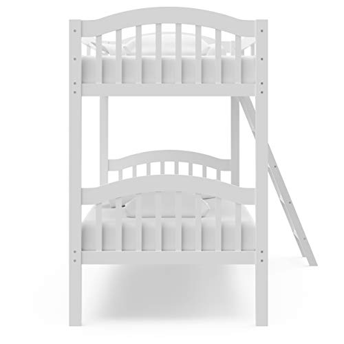 Storkcraft Long Horn Twin-Over-Twin Bunk Bed (White) - GREENGUARD Gold Certified, Converts to 2 individual twin beds