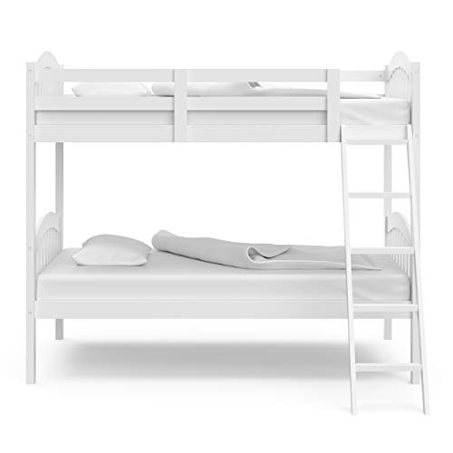 Storkcraft Long Horn Twin-Over-Twin Bunk Bed (White) - GREENGUARD Gold Certified, Converts to 2 individual twin beds