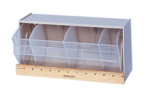 Quantum Storage Systems QTB410WT Organizer, 23-5/8"W x 5-1/4"D x 5-15/16"H, White/Crystal