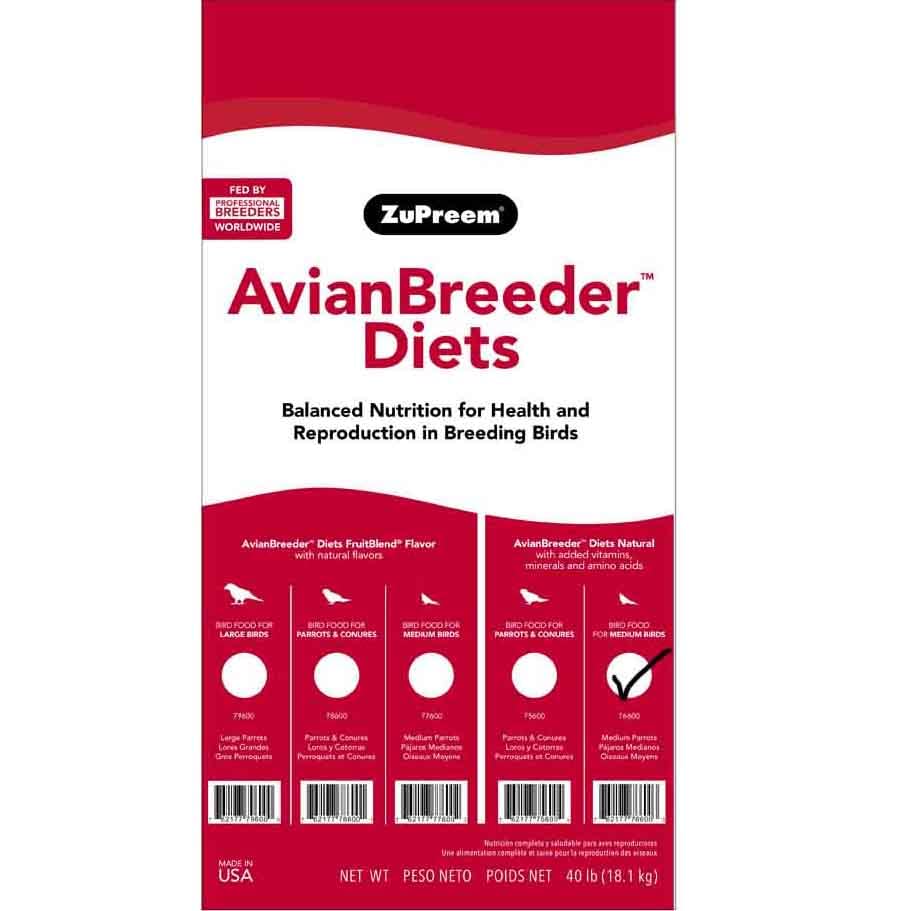 Zupreem 230344 Natural Avian Breeder Food For Birds, Medium, 40-Pound