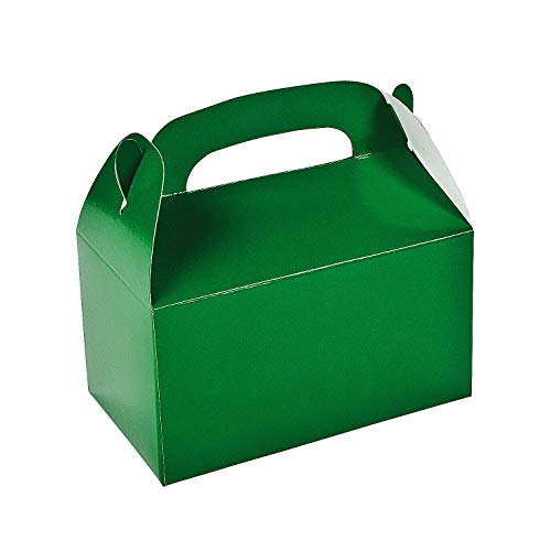 Fun Express Green Treat Favor Boxes with Handles, Set of 12 - Party Supplies and Gift Box