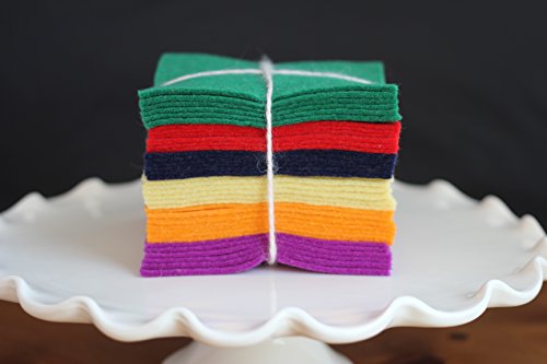 100% Wool Charm Pack from National Nonwovens 36-5" Squares Classic Colors