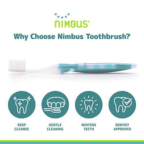 Nimbus Extra Soft Toothbrushes (Compact Size Head) Periodontist Design Tapered Bristles for Sensitive Teeth and Receding Gums, Individually Wrapped Plaque Remover Toothbrush (5 Pack, Colors May Vary)