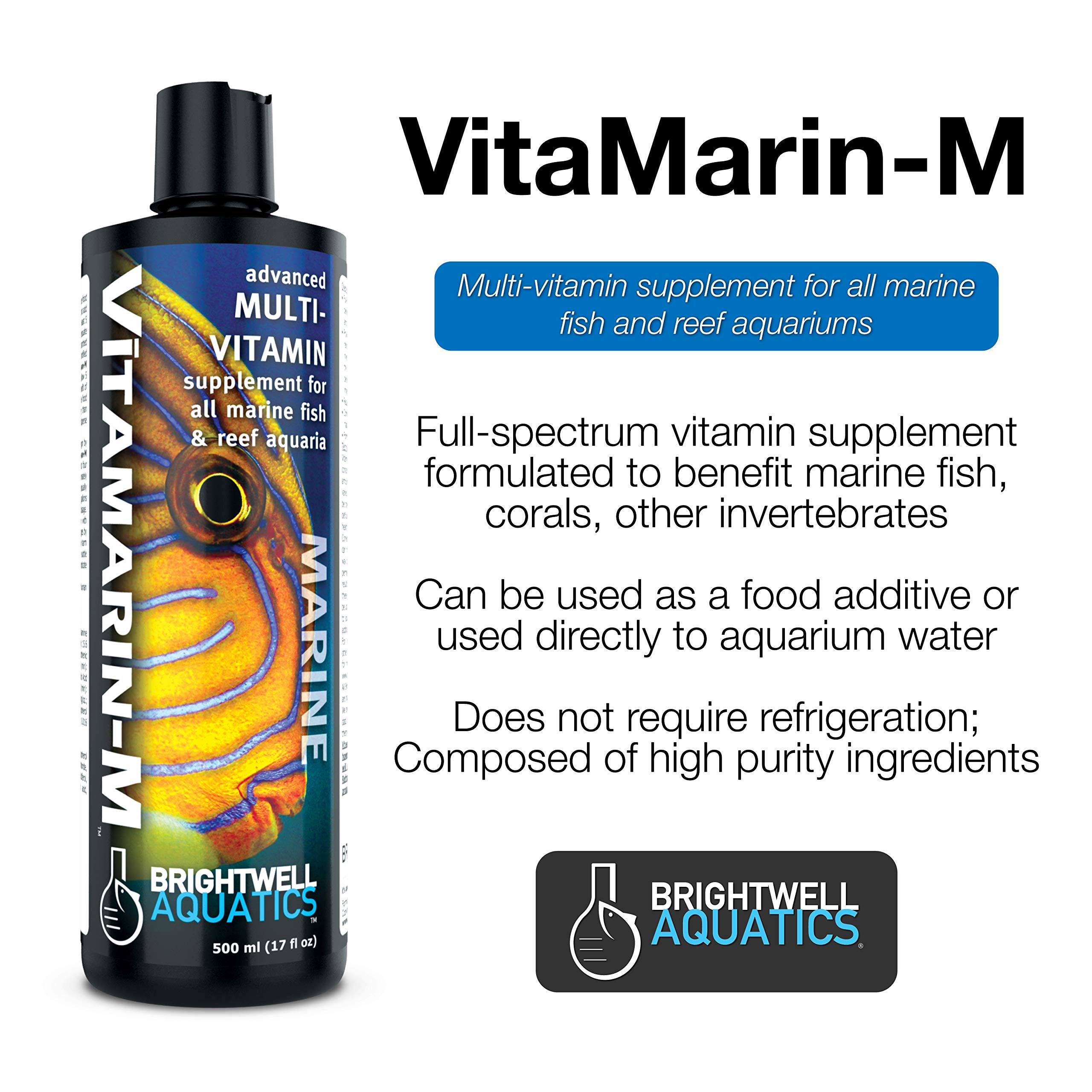 Brightwell Aquatics Vitamarin M - Liquid Multivitamin Supplement for Marine Fish Aquariums,500-ML
