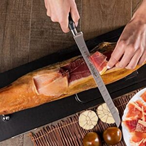 ARCOS Carving Knife 10 Inch Stainless Steel. Ham Slicer Knife for Cutting Ham and Meat. Ergonomic Polyoxymethylene Handle and 250mm Blade. Series Riviera. Color Black