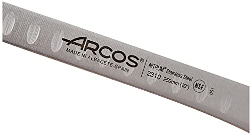 ARCOS Carving Knife 10 Inch Stainless Steel. Ham Slicer Knife for Cutting Ham and Meat. Ergonomic Polyoxymethylene Handle and 250mm Blade. Series Riviera. Color Black