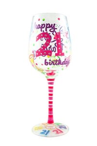 top shelf unique hand painted 21st birthday wine glass,15 fluid ounce