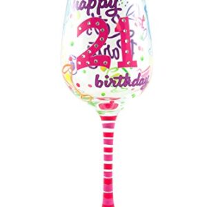 Top Shelf Unique Hand Painted 21st Birthday Wine Glass,15 fluid ounce