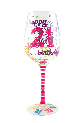 Top Shelf Unique Hand Painted 21st Birthday Wine Glass,15 fluid ounce