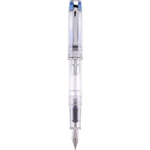 pilot prera fountain pen, clear barrel with light blue/silver accents, medium nib (60822)