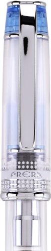 PILOT Prera Fountain Pen, Clear Barrel with Light Blue/Silver Accents, Medium Nib (60822)