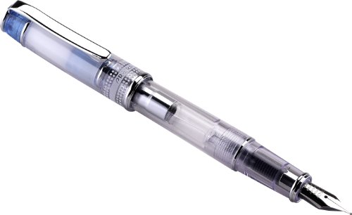 PILOT Prera Fountain Pen, Clear Barrel with Light Blue/Silver Accents, Medium Nib (60822)