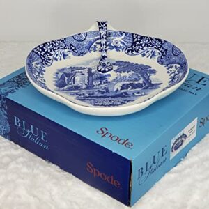 Spode Blue Italian Handled Serving Platter | Serving Tray for Side Dishes, Salads, and Pasta | Porcelain | Measures 8-Inches | Dishwasher Safe (Blue/White)