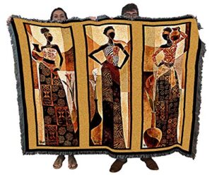 pure country weavers namirya blanket by keith mallett - african cultural gift tapestry throw woven from cotton - made in the usa (72x54)
