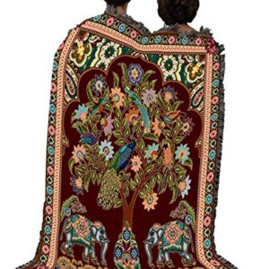 Pure Country Weavers Asian Elephants Blanket - Tree of Life Gift Tapestry Throw Woven from Cotton - Made in The USA (72x54)