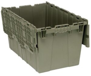 quantum qdc2515-14 plastic storage container with attached flip-top lid, 25" x 15" x 14", gray