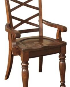 Signature Design by Ashley Porter Traditional Hand Finished Rustic Dining Arm Chair, Set of 2, Brown