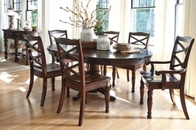 Signature Design by Ashley Porter Traditional Hand Finished Rustic Dining Arm Chair, Set of 2, Brown
