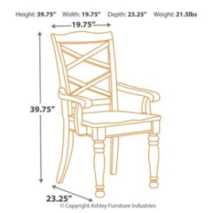 Signature Design by Ashley Porter Traditional Hand Finished Rustic Dining Arm Chair, Set of 2, Brown