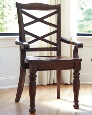 Signature Design by Ashley Porter Traditional Hand Finished Rustic Dining Arm Chair, Set of 2, Brown