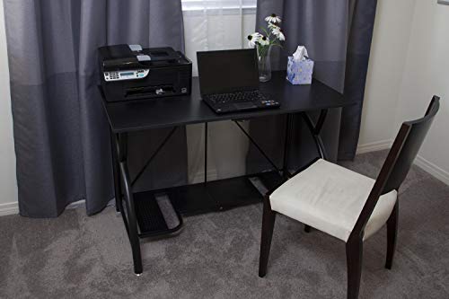 Origami Folding Computer Desk for Office Study Students Bedroom Home Gaming and Craft | Space Saving Foldable Design, Fits Dual Monitors and Laptop, Collapsible, No Assembly Required | Black, Large (RDE-01)