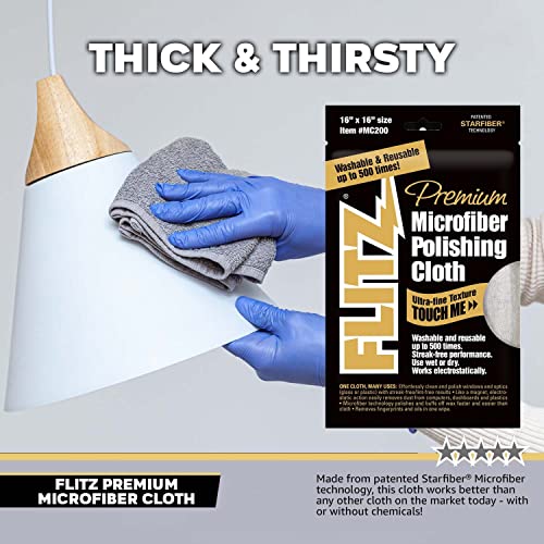 Flitz MC16164 Grey Thick 'n Thirsty 16" x 16" Microfiber Polishing Cloth