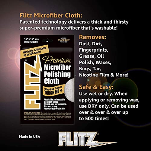 Flitz MC16164 Grey Thick 'n Thirsty 16" x 16" Microfiber Polishing Cloth