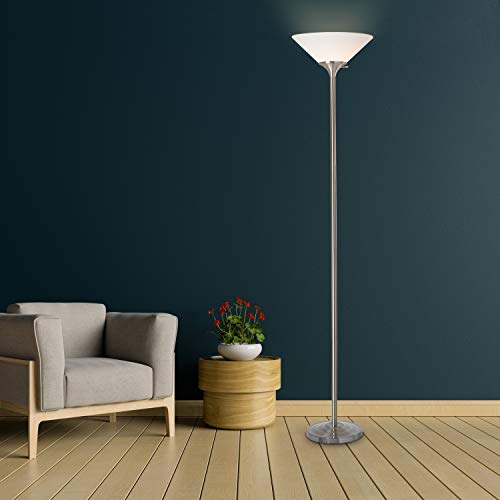 Normande Lighting JP3-1131A Torchiere Floor Lamp, 71", Brushed Steel