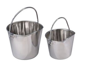 pro select stainless steel pet pail, 1-quart size – heavy duty flat sided pail great for providing water in pet kennels