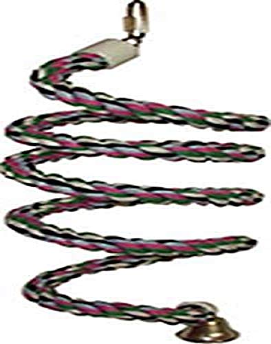 A&E Cage Company HB552 Happy Beaks Cotton Rope Boing with Bell Bird Toy, 0.75 by 66", Multicolor