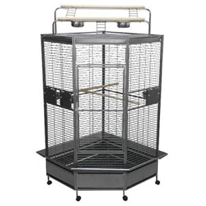 a&e cage co. cc3232 silver/black corner bird cage, 32 inch/large
