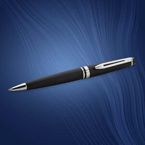 Waterman Expert Ballpoint Pen, Matte Black CT, Medium Nib, Blue Ink