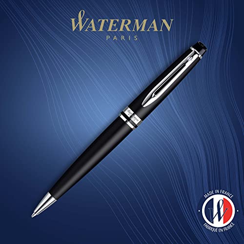 Waterman Expert Ballpoint Pen, Matte Black CT, Medium Nib, Blue Ink