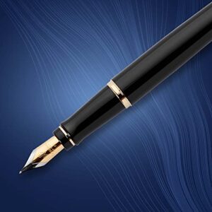 Waterman Expert Fountain Pen | Gloss Black With 23k Gold Trim | Fine Nib | Gift Box