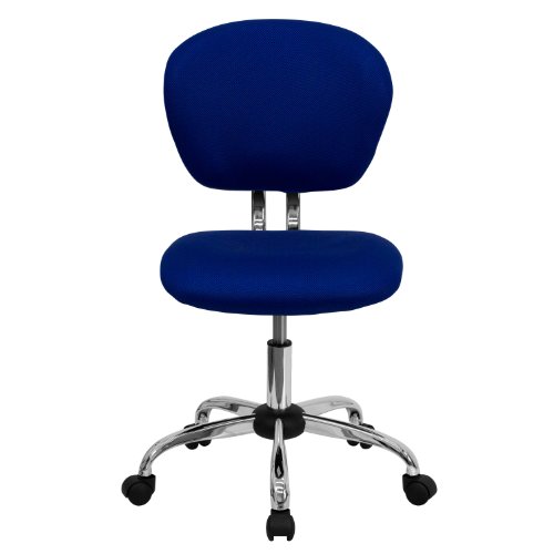 Flash Furniture Beverly Mid-Back Blue Mesh Padded Swivel Task Office Chair with Chrome Base