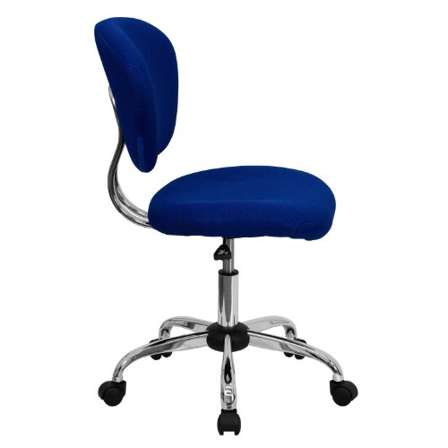 Flash Furniture Beverly Mid-Back Blue Mesh Padded Swivel Task Office Chair with Chrome Base