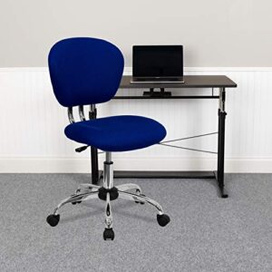 Flash Furniture Beverly Mid-Back Blue Mesh Padded Swivel Task Office Chair with Chrome Base