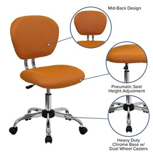 Flash Furniture Beverly Mid-Back Orange Mesh Padded Swivel Task Office Chair with Chrome Base