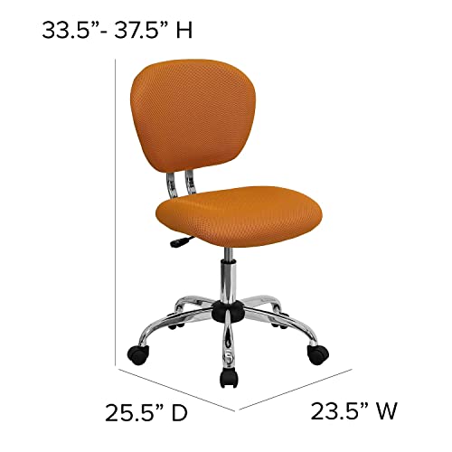 Flash Furniture Beverly Mid-Back Orange Mesh Padded Swivel Task Office Chair with Chrome Base