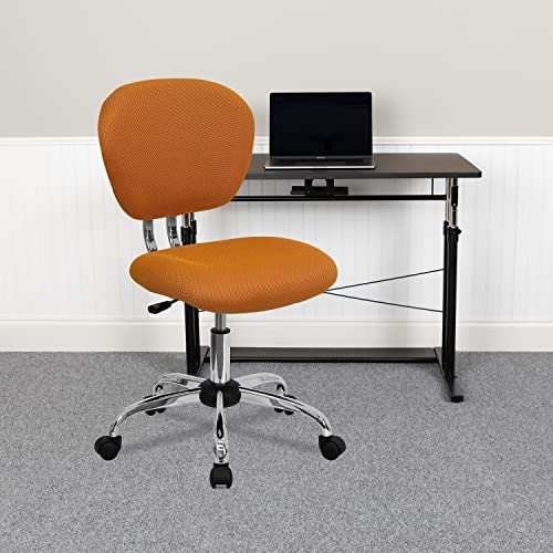 Flash Furniture Beverly Mid-Back Orange Mesh Padded Swivel Task Office Chair with Chrome Base