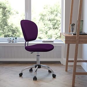 flash furniture beverly mid-back purple mesh padded swivel task office chair with chrome base